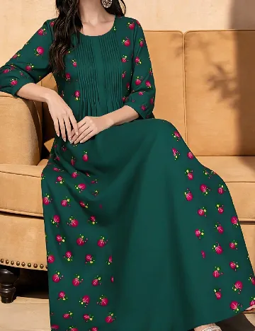 Rochie lunga SHEIN, verde/roz