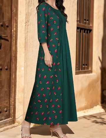 Rochie lunga SHEIN, verde/roz