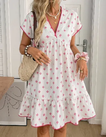 Rochie scurta SHEIN, alb/roz