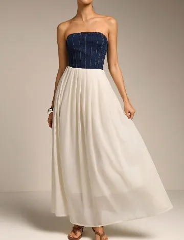 Rochie lunga SHEIN, albastru/ecru