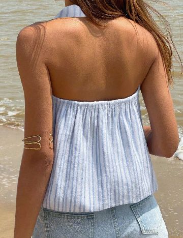 Bluza SHEIN, albastru/alb