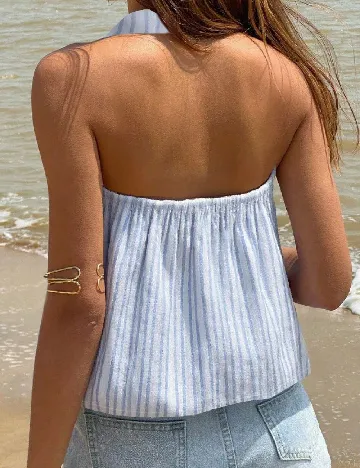 Bluza SHEIN, albastru/alb
