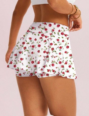 Fusta pantalon SHEIN, alb/rosu