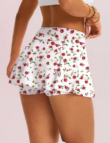 Fusta pantalon SHEIN, alb/rosu