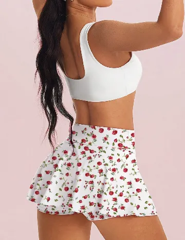 Fusta pantalon SHEIN, alb/rosu