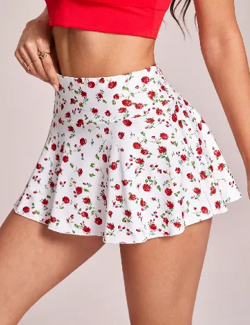 Fusta pantalon SHEIN, alb/rosu