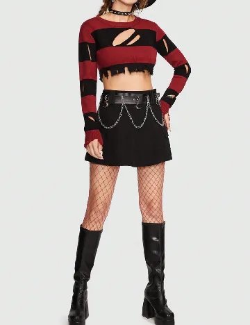 Top Romwe, rosu/negru