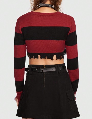 Top Romwe, rosu/negru