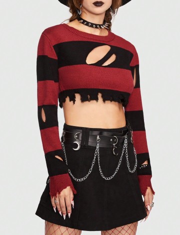 Top Romwe, rosu/negru