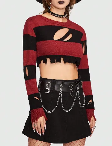 Top Romwe, rosu/negru