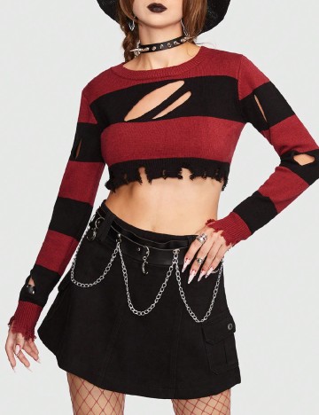 Top Romwe, rosu/negru