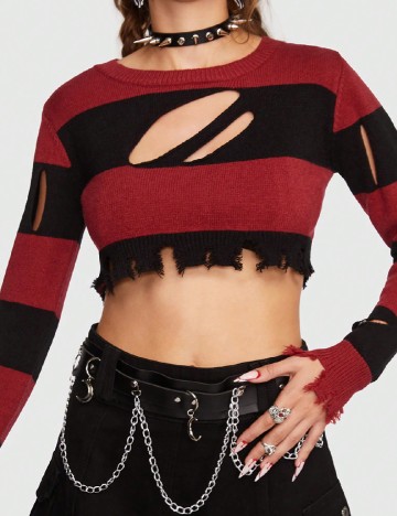 Top Romwe, rosu/negru
