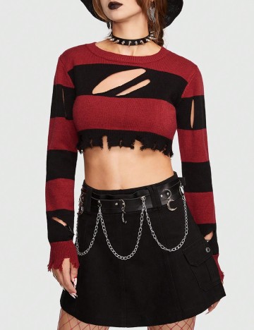 Top Romwe, rosu/negru