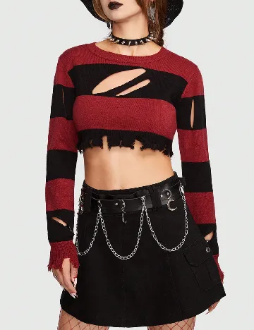 Top Romwe, rosu/negru