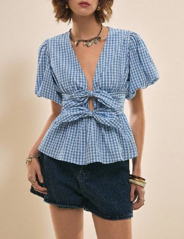 Bluza SHEIN, albastru/alb