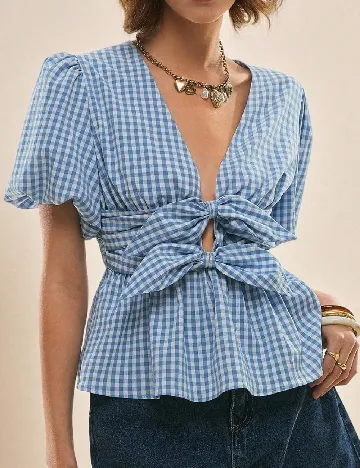 Bluza SHEIN, albastru/alb