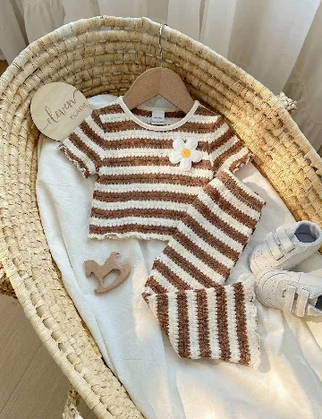 Compleu Shein Kids, maro/alb