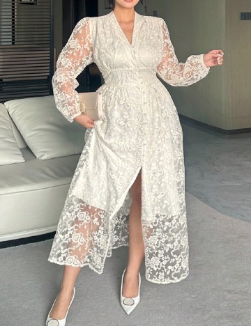 Rochie lunga Dazy Plus Size, bej