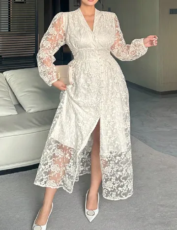 Rochie lunga Dazy Plus Size, bej