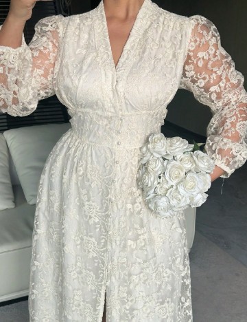 Rochie lunga Dazy Plus Size, bej