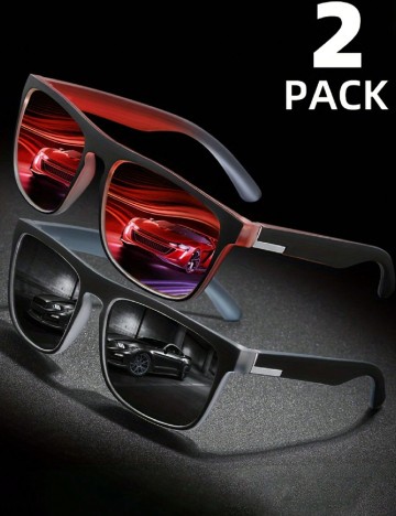 Set ochelari de soare 2 perechi SHEIN, negru/rosu