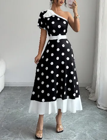 Rochie lunga SHEIN, negru/alb