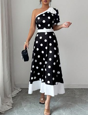 Rochie lunga SHEIN, negru/alb