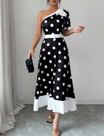 Rochie lunga SHEIN, negru/alb
