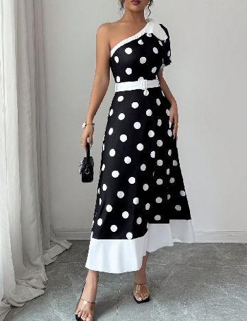 Rochie lunga SHEIN, negru/alb