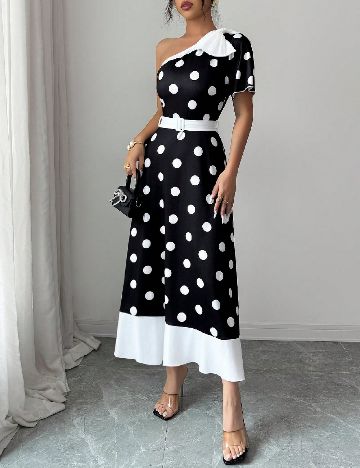 Rochie lunga SHEIN, negru/alb