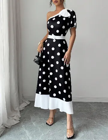 Rochie lunga SHEIN, negru/alb