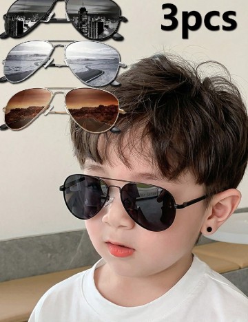 Set ochelari de soare 3 perechi Shein Kids, mix culori