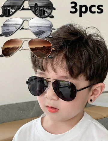 Set ochelari de soare 3 perechi Shein Kids, mix culori
