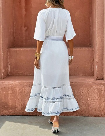 Rochie lunga SHEIN, alb/albastru