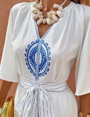 Rochie lunga SHEIN, alb/albastru