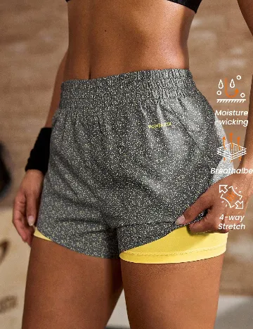 Pantaloni scurti SHEIN, galben/gri