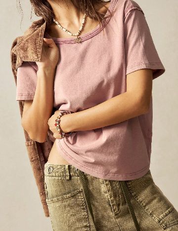 Tricou SHEIN, roz pudra inchis