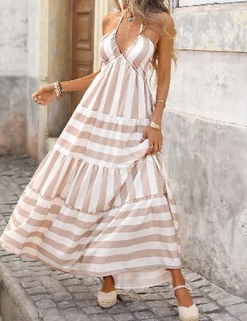 Rochie lunga SHEIN, alb/bej