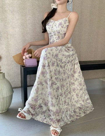 Rochie lunga Dazy, floral print