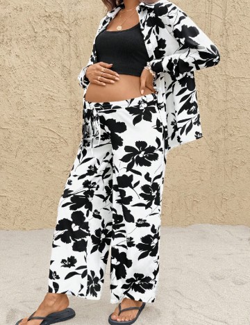 Compleu SHEIN Maternity, negru/alb