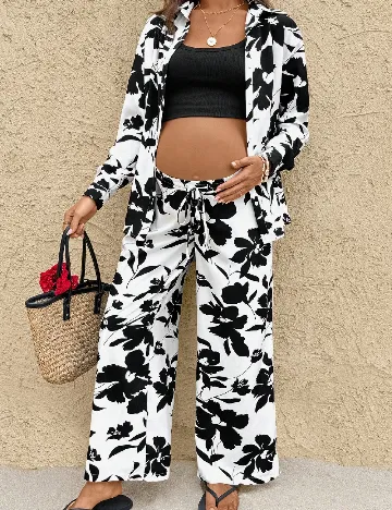Compleu SHEIN Maternity, negru/alb