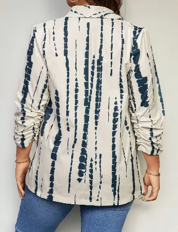 Blazer SHEIN CURVE, ecru/albastru