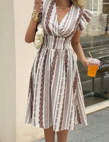 Rochie medie SHEIN, alb/maro