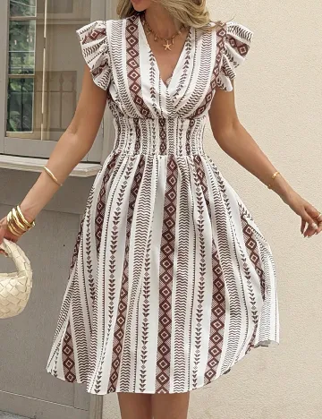 Rochie medie SHEIN, alb/maro