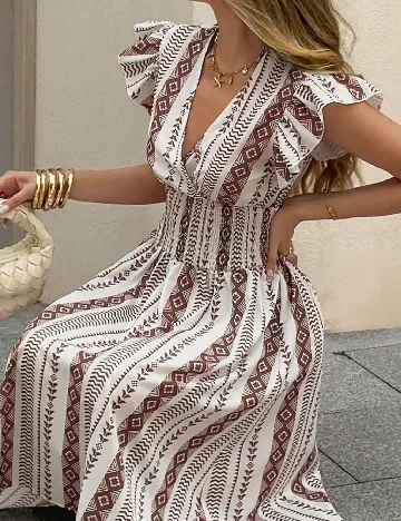 Rochie medie SHEIN, alb/maro