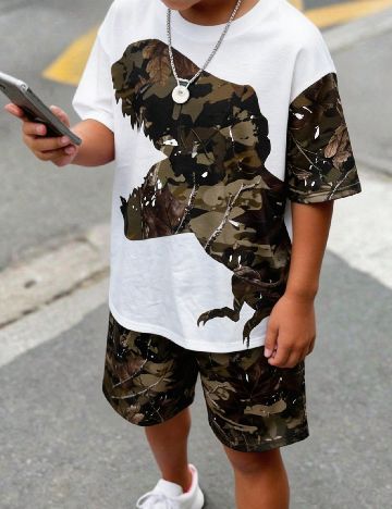 Compleu Shein Kids, alb/verde