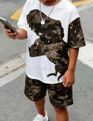 Compleu Shein Kids, alb/verde