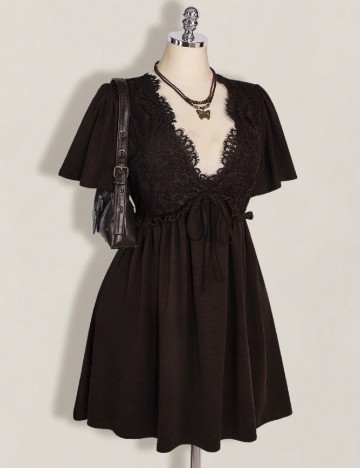 Rochie scurta SHEIN CURVE, maro