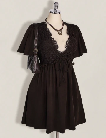 Rochie scurta SHEIN CURVE, maro