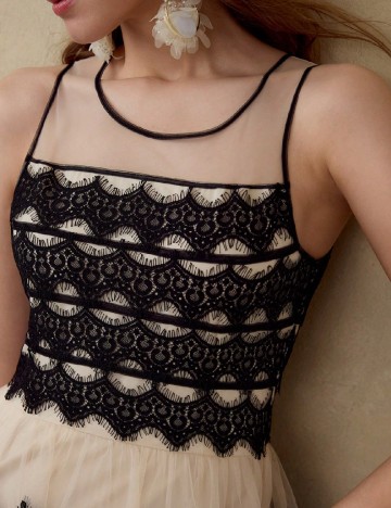 Rochie medie MOTF, crem/negru